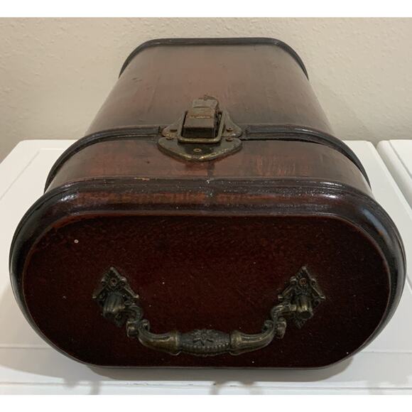 VTG Bombay Co Wooden 2 Bottle Wine Liquor Box Tabletop Hinged Mahogany Wood - Picture 7 of 10